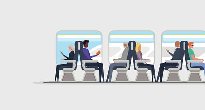 illustration of passengers on a commuter train